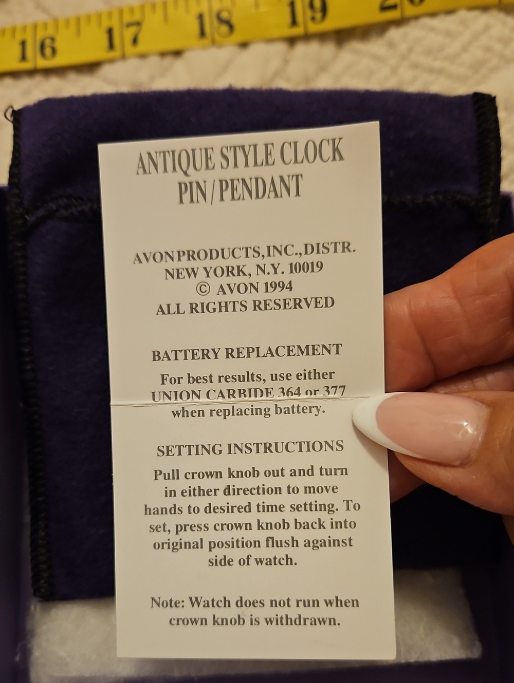 Vintage Avon Clock/Pin Pendant - Picture 9 of 9